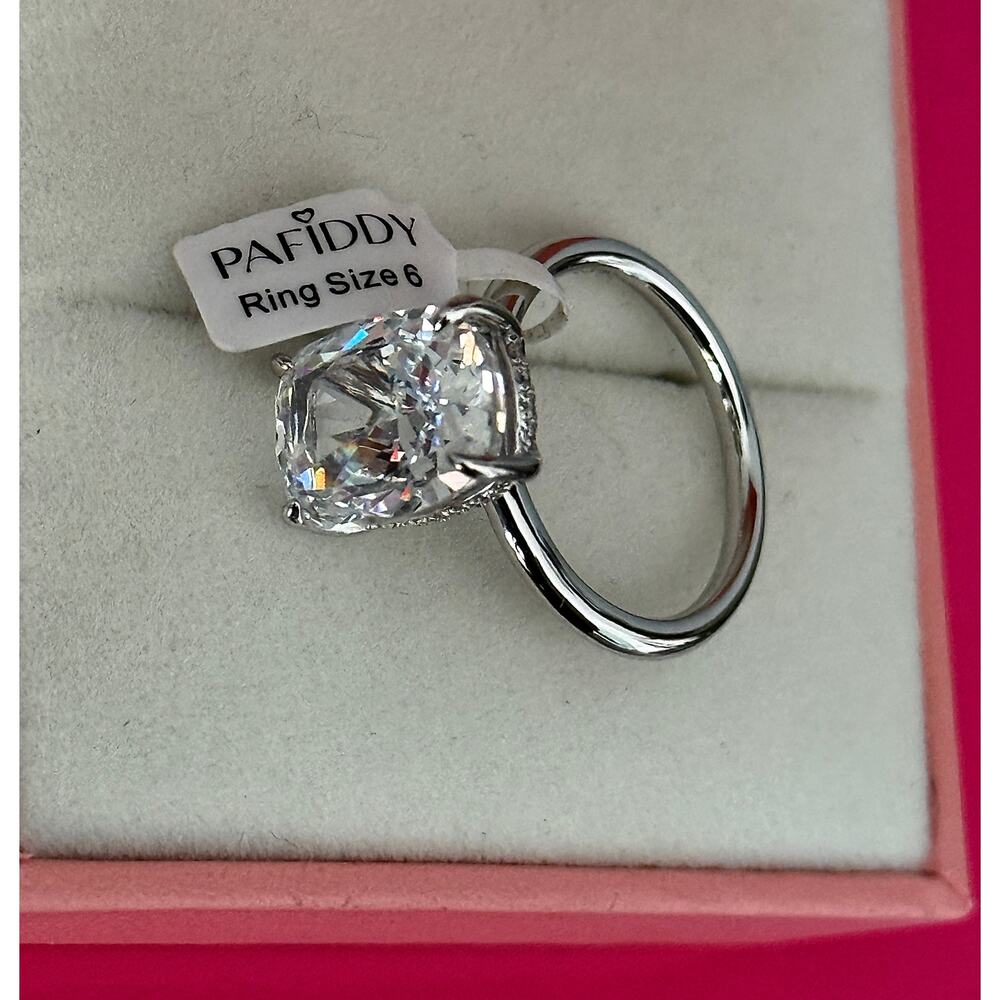 STUNNING Paffidy Size 6 Cushion Cut Ring 4.5CT 5A Grade Zirconia 925 Silver NEW - Picture 7 of 14